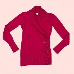 Guess Fuchsia Sweater with Lace-Up Detail